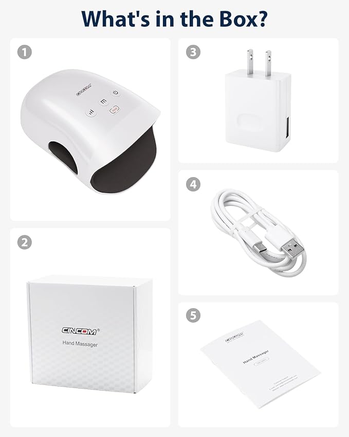 CINCOM Hand Massager - Cordless Hand Massager with Heat and Compression for Arthritis and Carpal Tunnel