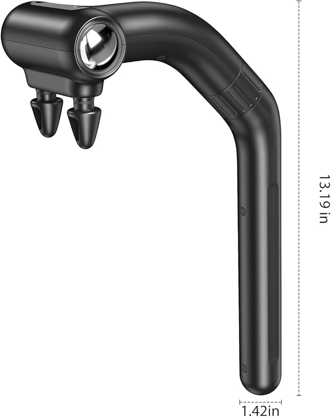 Dual-Head Muscle Massage Gun Pain Relief Deep Tissue, 3-in-1 Percussion Back Massager with Detachable Extension Handle, Muscle Massager for Back, Neck, Shoulder & Body, 6 Speed Levels (Black)