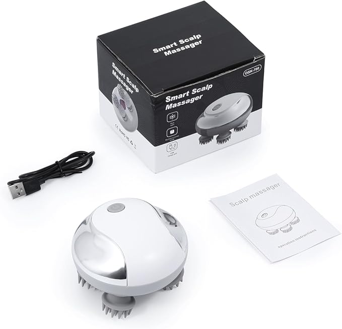 ORIA Electric Scalp Massager, Handheld Pet Massager for Dogs and Cats, Electric Cat Massage Tool with 4 Rotatable Heads, 3 Speed Waterproof Design, Kneading Modes to Relaxation, Soothing Head