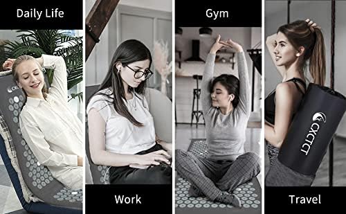 Extra Long Yoga Acupressure Mat Set,Massage Acupuncture Mat Large,Magnetic Mat Acupressure Body mat and Pillow for Neck Back Pain Relief(Grey)