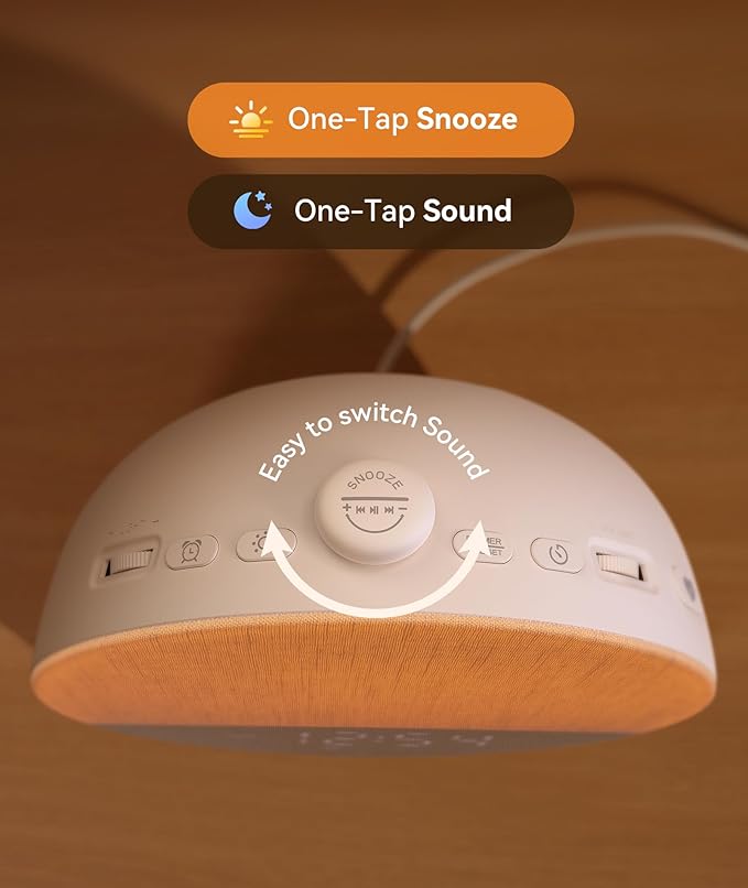 Dreamegg Sunrise 1 Pro - Sunrise Alarm Clock, Sound Machine for Sleep, Favorites Mode, Sleep Routines, Dimmable Night Light, 29 Soothing Sounds, White Noise Machine, Wake Up Light for Bedrooms (Cream)
