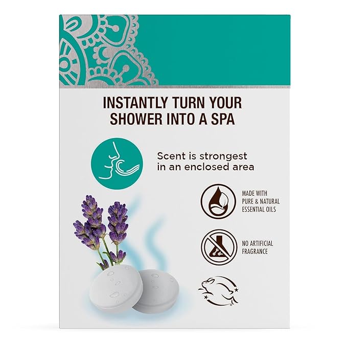 GuruNanda Lavender Vapor Shower Tablets, Clean-Dissolving Aromatherapy Shower Steamers with Lavender & Menthol, Soothes & Promotes Relaxation, Ideal for Gifting, 5 Count
