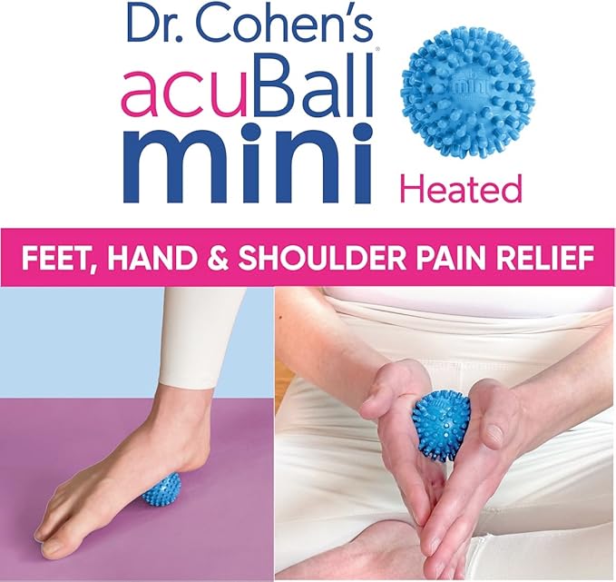Dr. Cohen's acuball-Mini - Heatable Deep Tissue Massage Ball - Trigger Point Massage Therapy for Myofascial Release - Spiky Foot & Back Massager Ball for Targeted Pain Relief (Pack of 2)