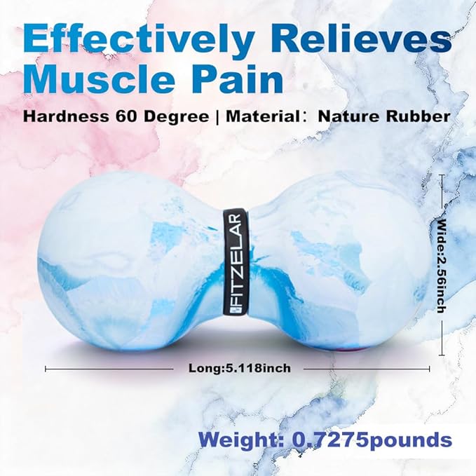 Double Lacrosse Massage Ball for Myofascial Release, SGS Certification, Massage Deep Tissue for Waist Back Feet, Trigger Point Therapy, Muscle Knots, Peanut Massage Ball for Muscle Pain