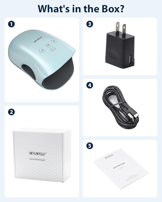 CINCOM Gifts for Women,Hand Massager with Heat and Compression for Arthritis,Pain Relief & Finger Numbness(Blue)