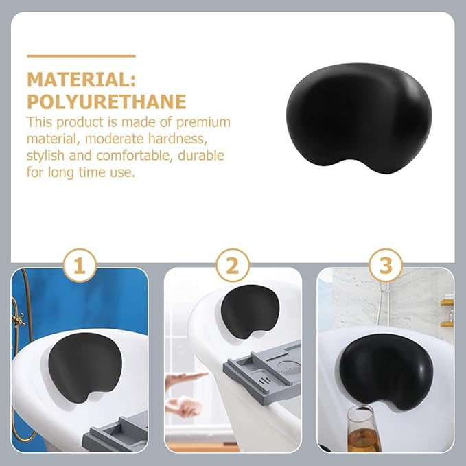 Non-Slip Bath Pillow for Tub 3D Bath Cushion Headrest with Back Support Black Bathtub Pillow for Soaking for Pregnant Women and Adults