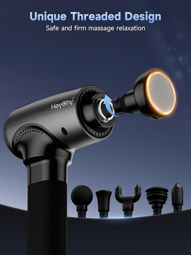 Massage Gun Deep Tissue with Heat Head, Handheld Muscle Back Massager with Carry Case, Portable Percussion Massager Gun with 6 Replacements for Athletes Pain Relief