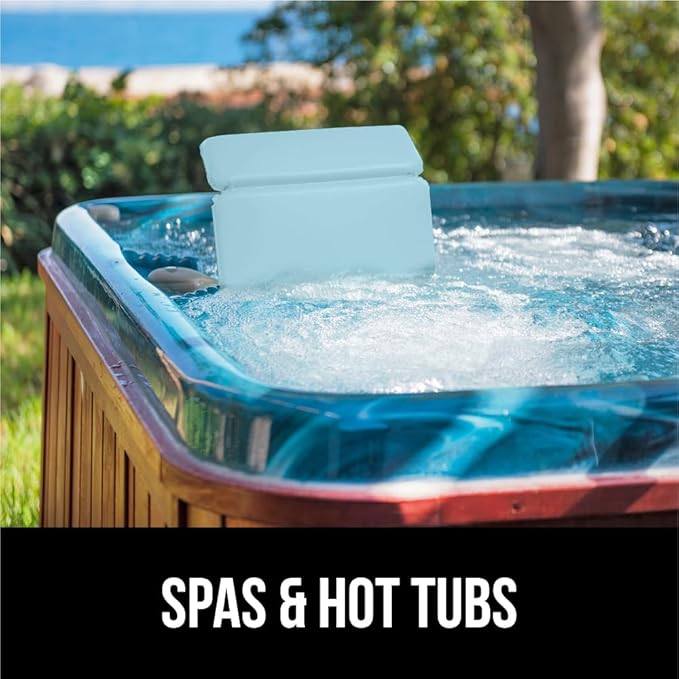 GORILLA GRIP Bath Pillow for Tub, Strong Suction Cups, Luxury Bathtub Pillows, Headrest Neck and Back Support, Relaxing Hot Tub and Home Spa Accessories, Bathroom Essentials, Gifts for Women, Blue