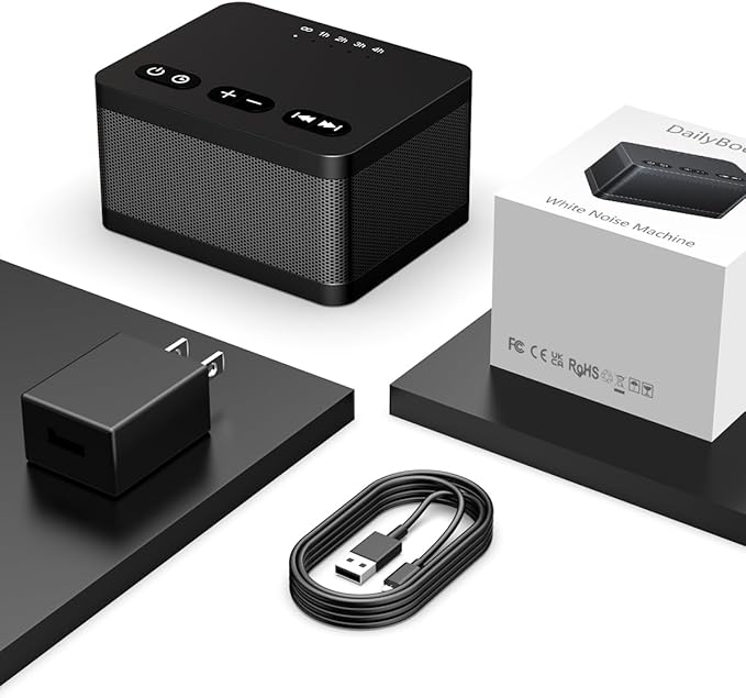 Sound Machine White Noise Machine with 30 Natural Soothing Sounds 32 Levels Volume 5 Timers Memory Function Effectively Blocks Noise Ideal Sleep Machine Brown Noise for Baby Kids Adults Home (Black)