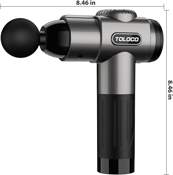 TOLOCO Massage Gun, Deep Tissue Back Massage for Athletes for Pain Relief, Percussion Massager with 10 Massages Heads & Silent Brushless Motor, Valentines Day Gifts for Him Her, Grey