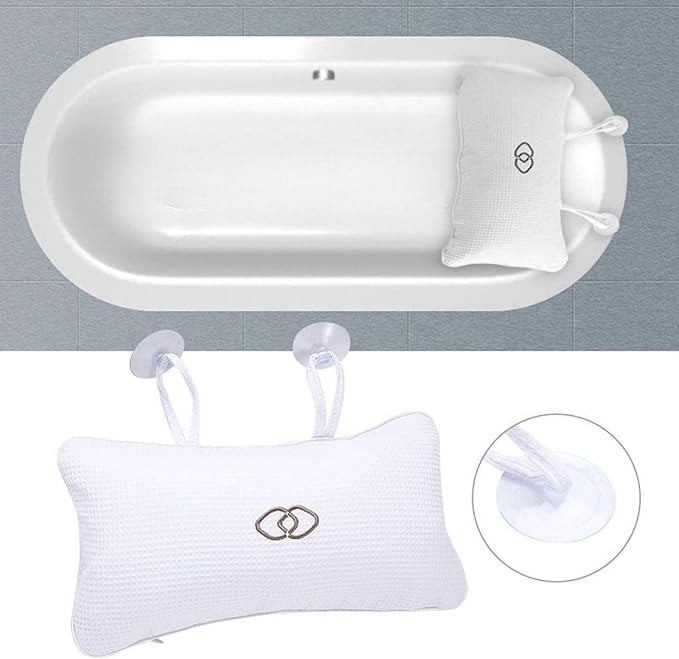 Inflatable Bath Pillows for Tub,Bath Tub Pillows for Head and Neck Support,Ergonomic Bath Pillows with Non Slip Suction Cups,Bath Pillows for Women Tub Spa Gifts Soaking Bathroom Accessories
