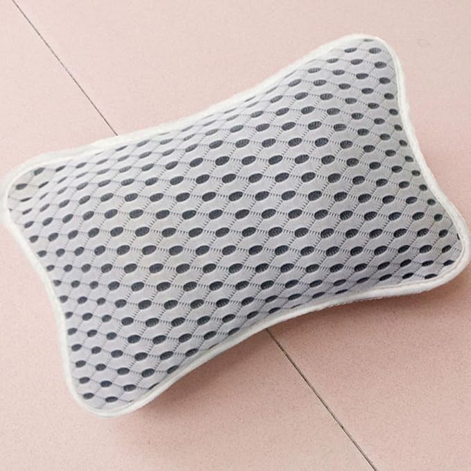 Zerodeko 3D Mesh Bath Pillow Tub Headrest Neck and Back Support White Bathtub Cushion for Home Shower Relaxation