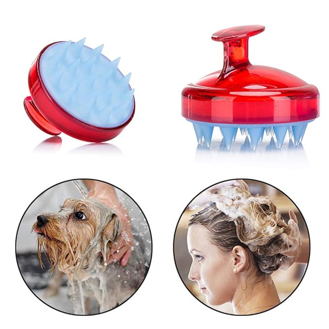 2PCS Scalp Massager Shampoo Brush INVODA Soft Silicone Bristles for Dandruff Removal & Hair Growth, Waterproof Wet/Dry Use, Men, Women & Pets