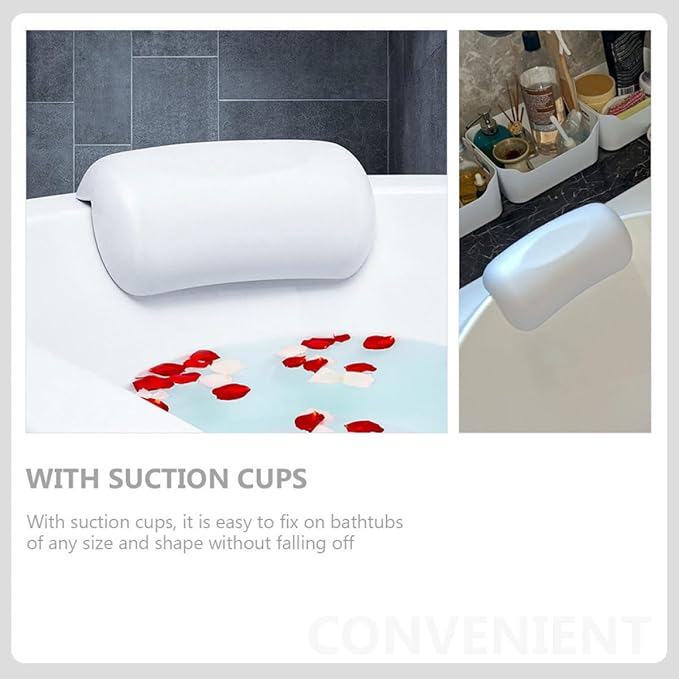 Zerodeko Tub Pillow with Suction Cups White Bath Pillow Head Support Cushion for Neck and Back Relaxation in Bathtubs