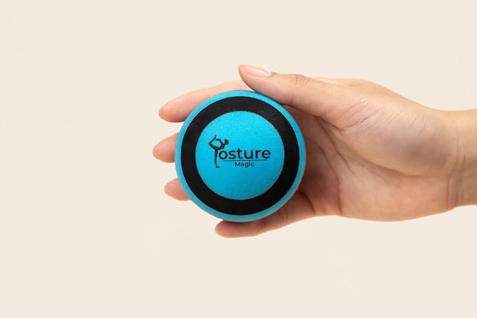 Posture Magic Massage Ball Set for Myofascial Trigger Point Release & Deep Tissue Massage - Set of 6 - Large Foam/Small Foam/Lacrosse/Peanut/Spiky/Hand Exercise Ball (Blue)