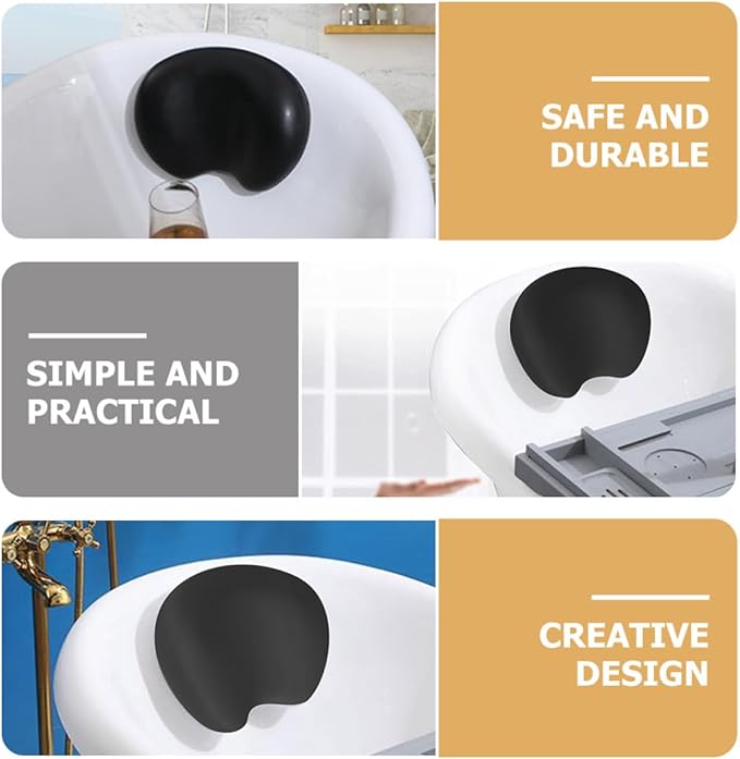 Artibetter 3D Non-Slip Bath Pillow for Tub, Black Bathtub Headrest Cushion with Back Support, Spa Tub Accessory for Pregnant Women and Adults