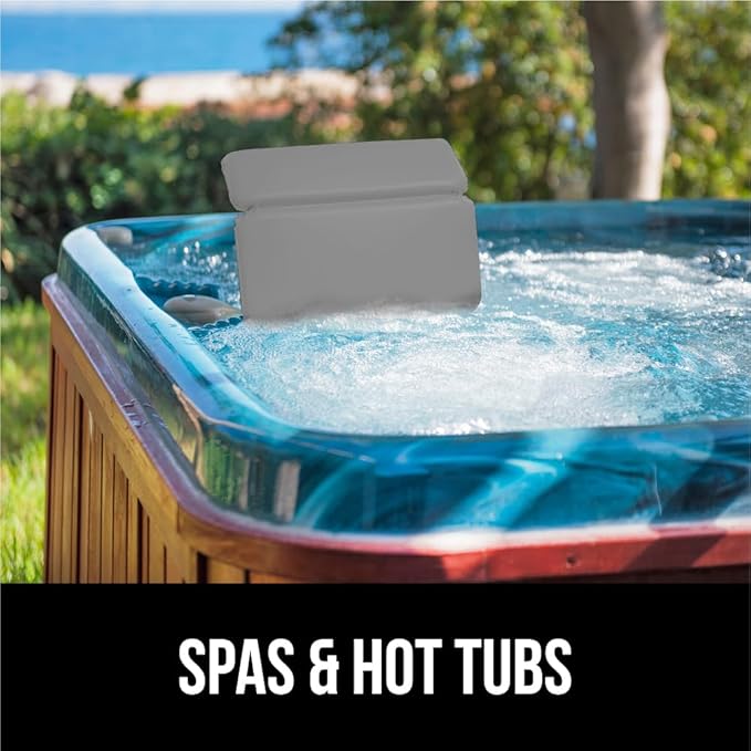 GORILLA GRIP Bath Pillow for Tub, Strong Suction Cups, Luxury Bathtub Pillows, Headrest Neck and Back Support, Relaxing Hot Tub and Home Spa Accessories, Bathroom Essentials, Gifts for Women, XL Gray
