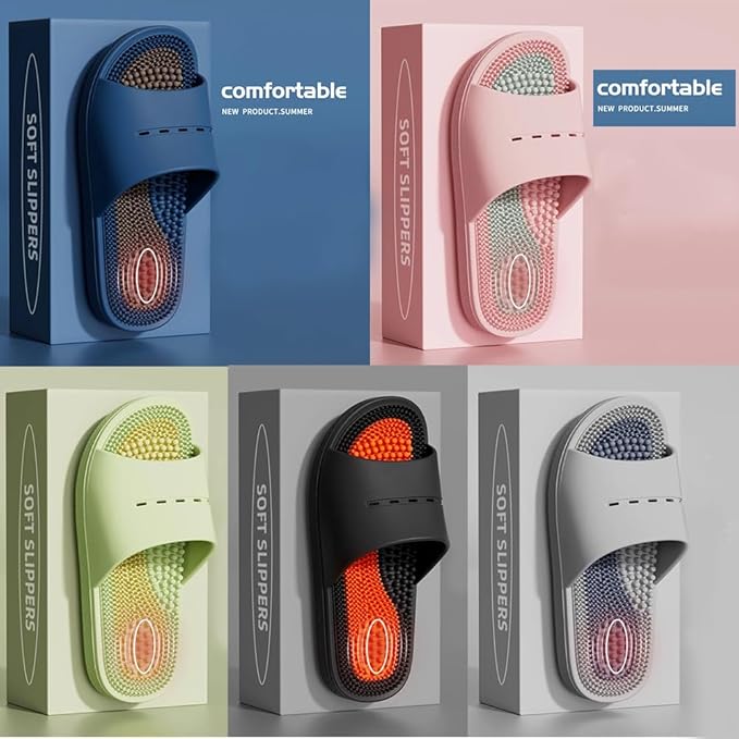 Acupressure Massage Slippers Acupressure Foot Massager Shoes Reflexology Sandals Gift for Men Women Reduce Feet Neuropathy Pain Relief and Tension (Pink,US Women 8-9/ Men 6.5-7.5)