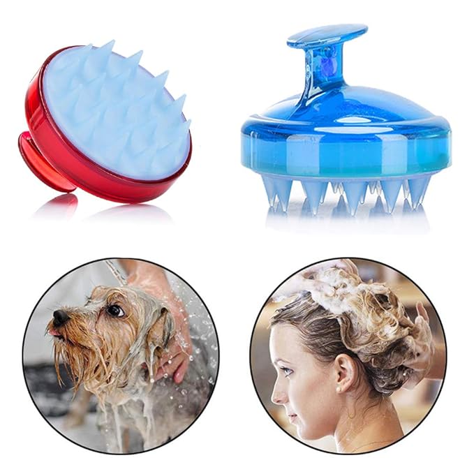 Scalp Massager Shampoo Brush INVODA Soft Silicone Bristles for Dandruff Removal & Hair Growth, Waterproof Wet/Dry Use, Men, Women & Pets