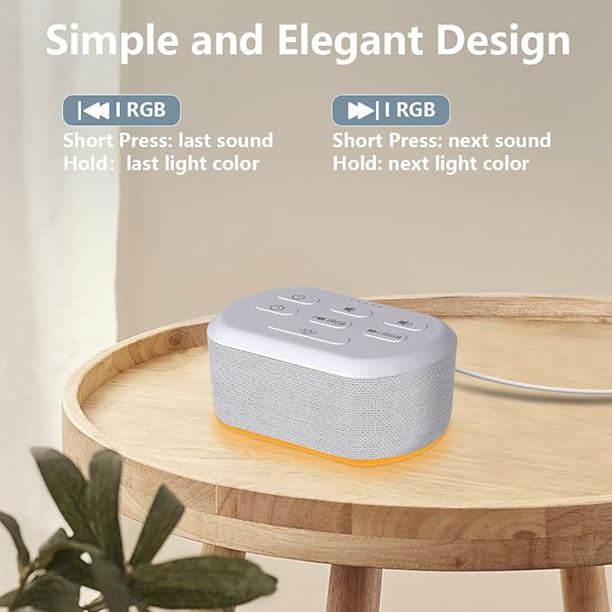 Sound Machine 30 Soothing Sounds Brown Noise Machine with 12 Night Light Colors Sleep Sound Machine for Adults Baby Kids Noise Canceling for Office Home Privacy Auto-Off Timer
