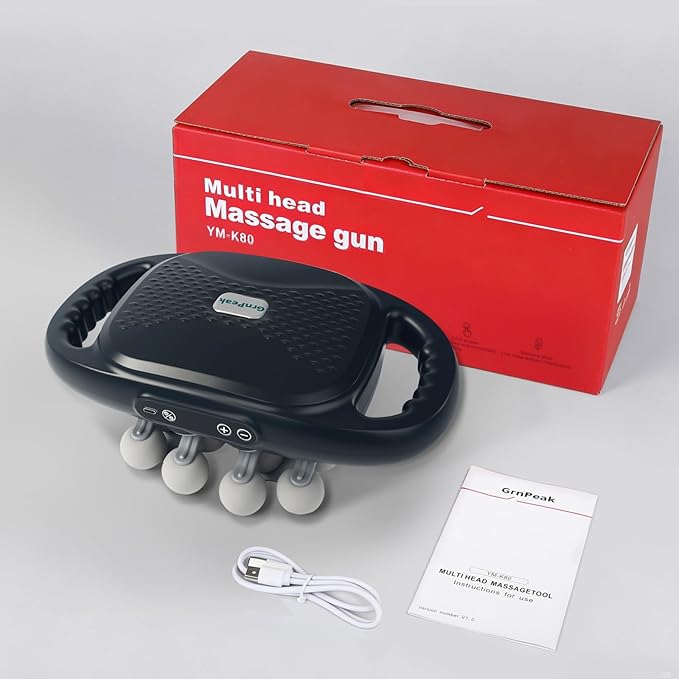 16 Head Massage Gun, Deep Tissue Percussion Massager with 9 Intensity Levels for Neck, Back, Shoulders, Legs Pain Relief & Recovery