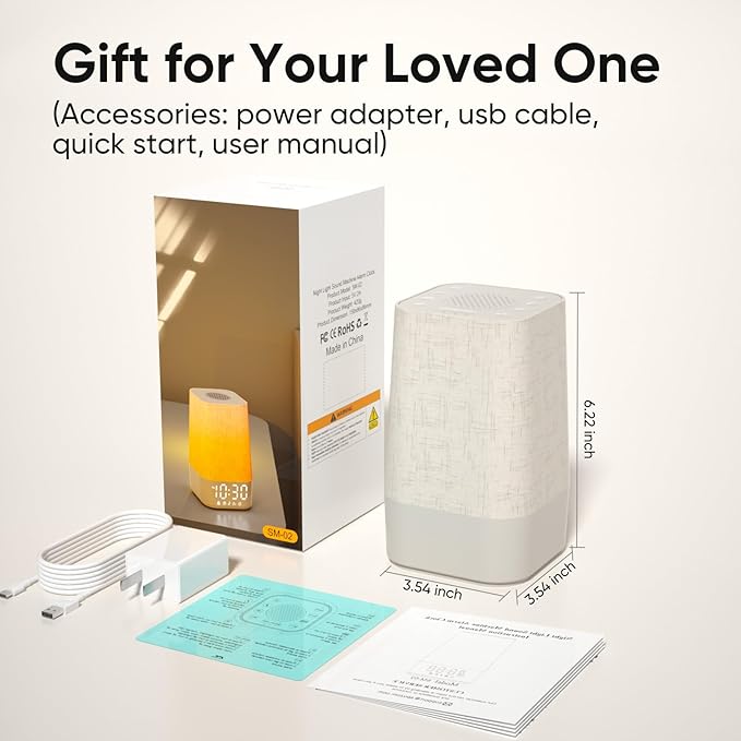 Sound Machine White Noise Machine with 30 Soothing Sounds, Sleep Timer, Dimmable Bedside Lamp Night Light Clock, Sunrise Alarm Clock Wake Up Light for Bedrooms, Baby, Kids, Adults, Heavy Sleepers