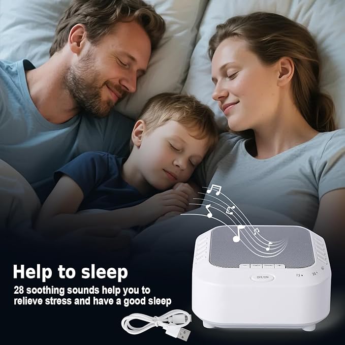 Noise Sound Machine with 28 Soothing Sounds Night Light White Noise Machine for Adults Baby Kids Sleep Machines Multi Button Quick Control Levels 3 Timers for Home Office Travel