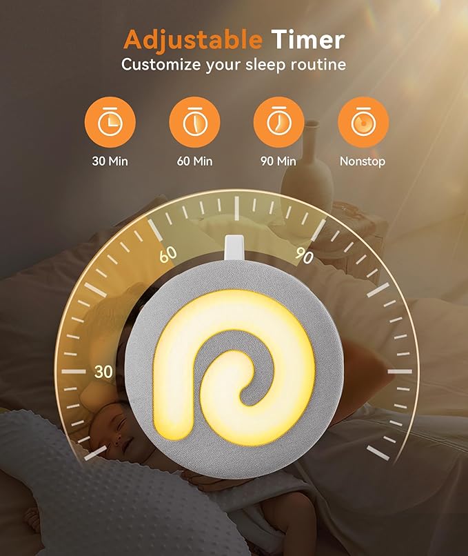 Dreamegg Portable Sound Machine Baby - D11 White Noise Machine for Baby Sleeping with Night Light, White Noise, Lullaby, Nature Sounds, Child Lock, USB Rechargeable Sound Machine for Travel Nursery