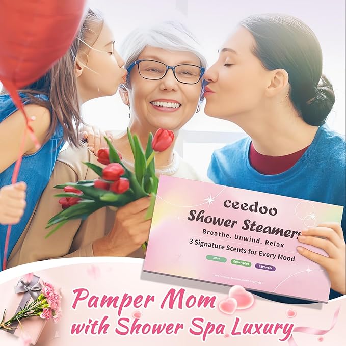 Shower Steamers Aromatherapy - Valentines Day Gifts for Her and Him, Birthday Gifts for Women and Men - Natural Essential Oil Shower Bombs for Stress Relief & Relaxation, Home Spa Self-Care,6 Pack