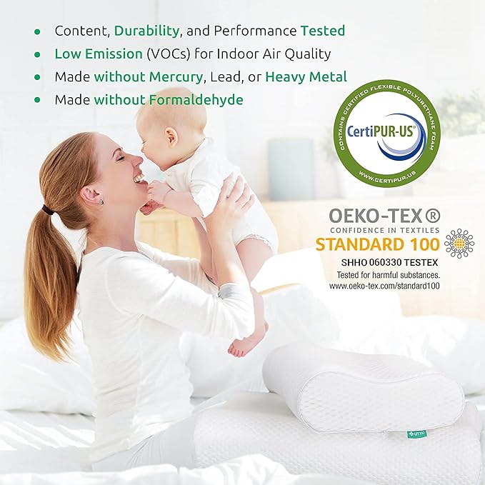 UTTU Cervical Pillow for Neck Pain Relief, Memory Foam Neck Pillow for Sleeping, Adjustable Orthopedic Sandwich Pillow, Contour Cooling for Side Back Stomach Sleeper, Queen(23.6"×14"×5.2"/4.5")