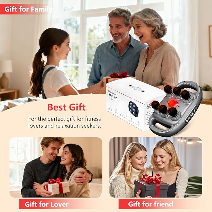 6 Head Massage Gun for Deep Tissue - 9Levels & 9Modes Electric Massagers.This Powerful Massage Tools Provide Effective Pain Relief to the Back,Legs,Waist.It's an Ideal Gift for Family and Friends.
