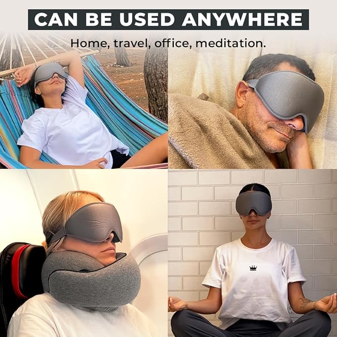 FlyHugz® 3D Travel & Home Sleep Mask | Ultra-Soft, 100% Light-Blocking Eye Mask for Deeper Sleep | Zero Eye Pressure, Adjustable Strap with Nose Bridge Design | Perfect for Travel and Insomnia