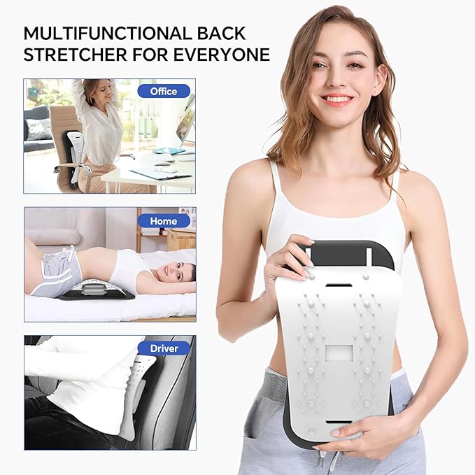 Back Stretcher for Lower Back Pain Relief,Adjustable Lumbar Traction Device, Ergonomic Spine Board with Acupressure Points,Back Massager for Spinal Decompression and Scoliosis