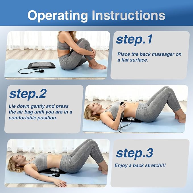 Back Stretcher for Lower Back Pain Relief, Adjustable Lumbar Traction Device, Ergonomic Spine Board with Acupressure Points, Back Massager for Spinal Decompression and Scoliosis