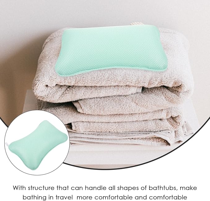 NOLITOY Bath Pillow for Tub with 3D Mesh and Suction Cups, Washable Bathroom Spa Headrest Cushion for Bathtub Relaxation and Sauna Use, Comfortable Support for Home and Hotel Random Color