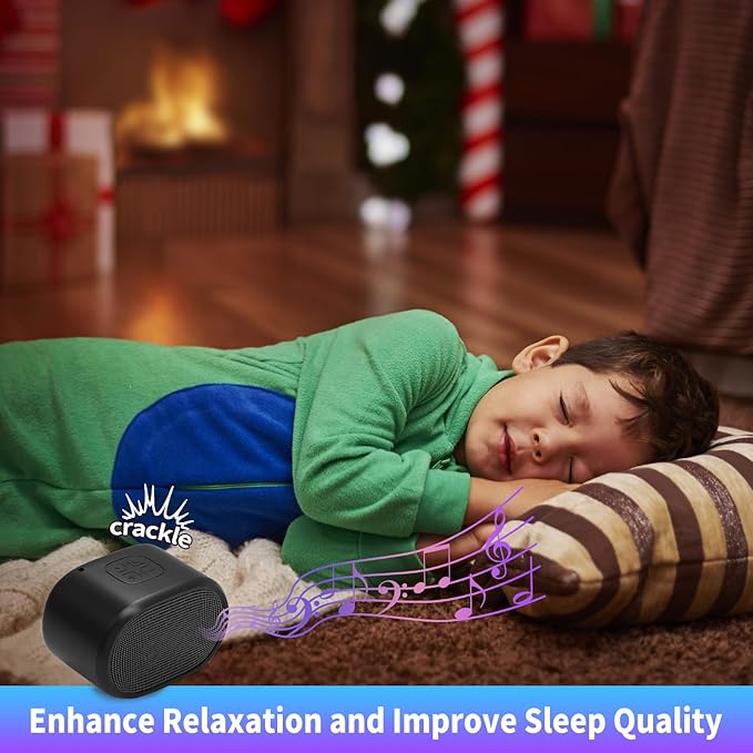 Fireplace Crackling Sound Maker for Electric Fireplace, Rechargeable Realistic Fireplace Sound Box, Fire Crackler Sound System for Gas Fireplace, Winter Sleep White Noise Machine, Black