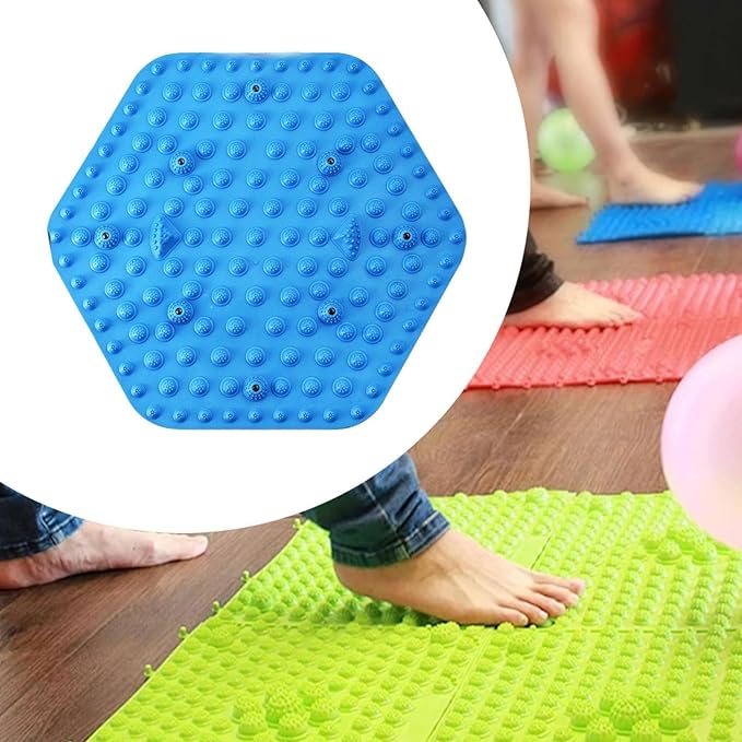 Acupressure Mat for Foot Massage, Foldable Yoga Mat for Living Room And Gym, Hexagon blue
