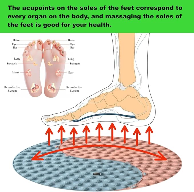 Foot Massager Mat, Yinyang Balance Tai ji Bagua Pattern with Magnetic Therapy, Acupressure Reflexology Mat for Daily Foot Relaxation and Pain Relief, Pink and Blue