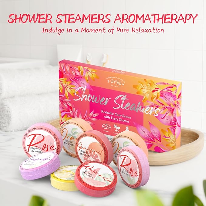 Shower Steamers Aromatherapy 8 Pack - Gifts for Women, Shower Bombs with Essential Oils, Self Care and Stress Relief Stocking Stuffers, Birthday Gifts for Women and Men. Revitalizing Blossom Style