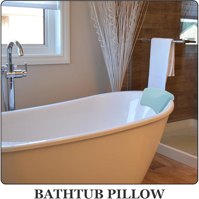 PRETYZOOM Bathtub Pillow Head Rest Neck Cushion for Bath Soaking Tub Soft Pu Material with Suction Cups Comfortable Spa Bath Accessory for Relaxation