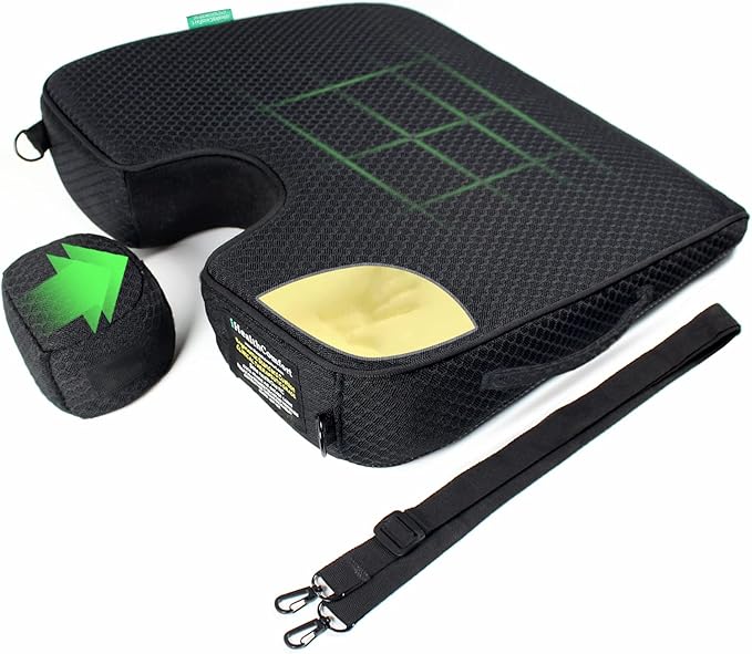 ( 16x13.7 inches Wedge Seat Cushion for Car and Truck,Portable Memory Foam Seat Cushion for Tailbone Stress Back Pain Relief