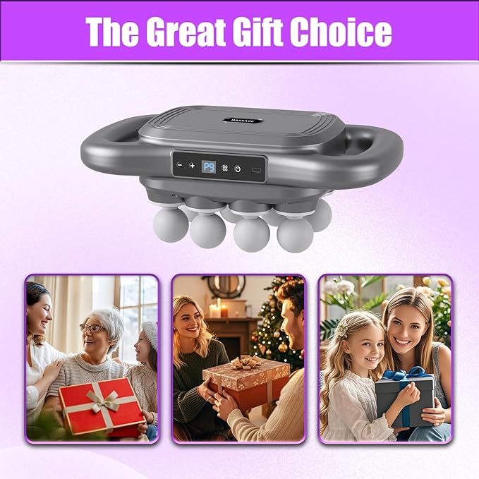 Massage Gun Deep Tissue with 16 Heads, 9 Modes & 9 Levels – Full Body Muscle Massager for Fascia, Electric Percussion Massager Gun for Muscles