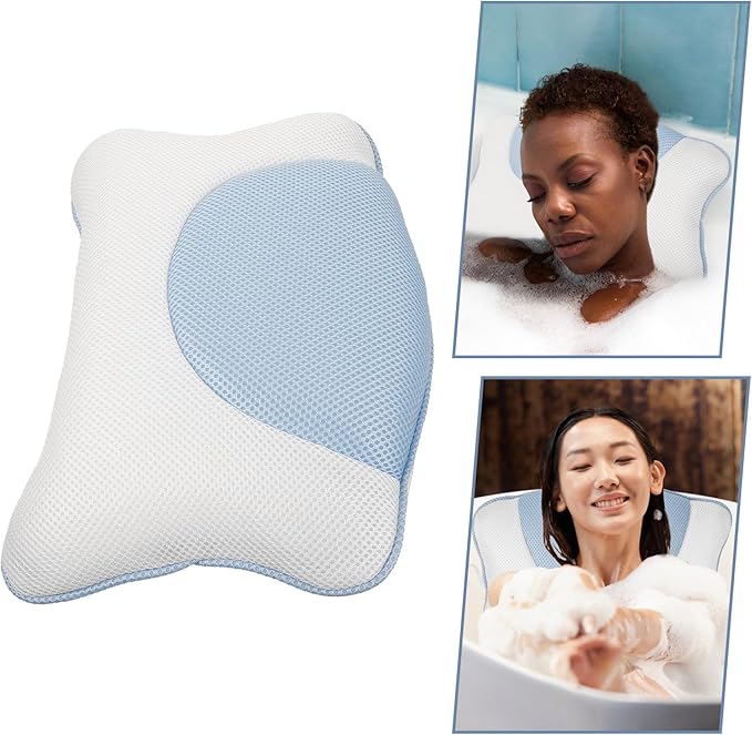 Didiseaon Bath Pillow for Tub Neck Support with Breathable Air Mesh, Non-Slip Suction Cups, Waterproof and Washable Spa Headrest for Bathtub Relaxation and Shower Use