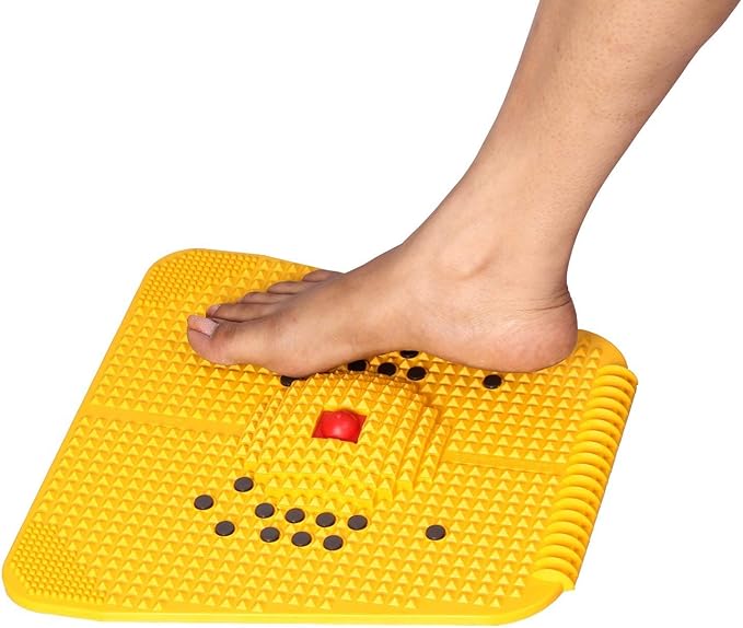 Acupressure Mat - Yellow, Manual Foot Massager - Massage Mat, Rolling Therapy for Sciatica, Leg Pain, Cramps, Heel, Knee, Piles, Migraine, Sinus, Insomnia