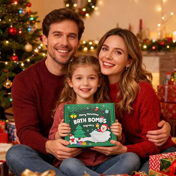 Christmas Bath Bombs Shower Steamers: 6 Pack Handmade Natural Organic Bath Bomb Set for Women Relaxing Bubble Bathbombs Scented Gifts Stocking Stuffers Holiday Birthday for Men Kids Girls Girlfriend