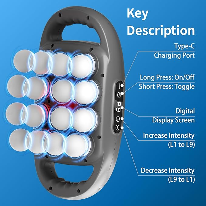 16 Head Massage Gun Deep Tissue,Percussion Massager for Muscle Relief,9 Speeds & 9 Intensities Muscle Massage Gun for Shoulders, Waist, Legs, Athletes & Office Staff