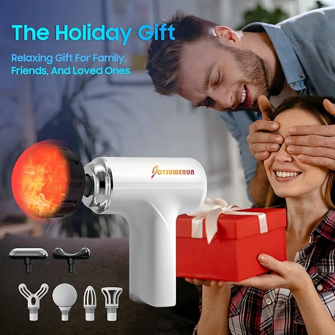 Massage Gun with Heat – Powerful Deep Tissue Massager, Handheld Mini Massage Gun for Full-Body Muscle Relief, Adjustable Speeds for Pain Relief & Recovery, Portable Muscle Massager for Home,Travel,