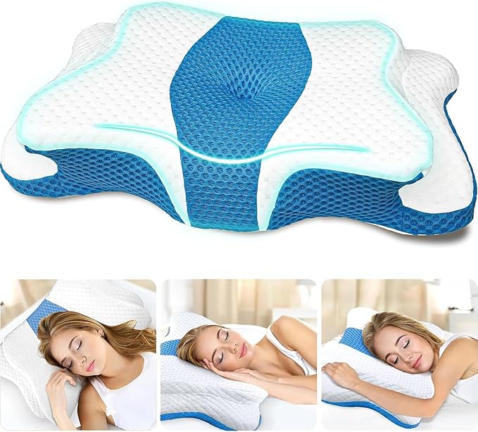 Memory Foam Pillows, Cervical Pillow for Neck and Shoulder Pain Relief, Ergonomic Contour Bed Pillow, Soft for Side Sleep Stomach Sleeping and Back Sleeper
