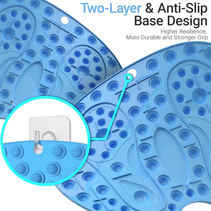 Foot Massage Mat, Big Foot Reflexology Mat with Magnetic Therapy, Foot-Shaped Acupressure Mat for Feet Relaxation, Under Desk Mat Pressure Point Mat for Pain, Fatigue and Stress Relief(Blue)