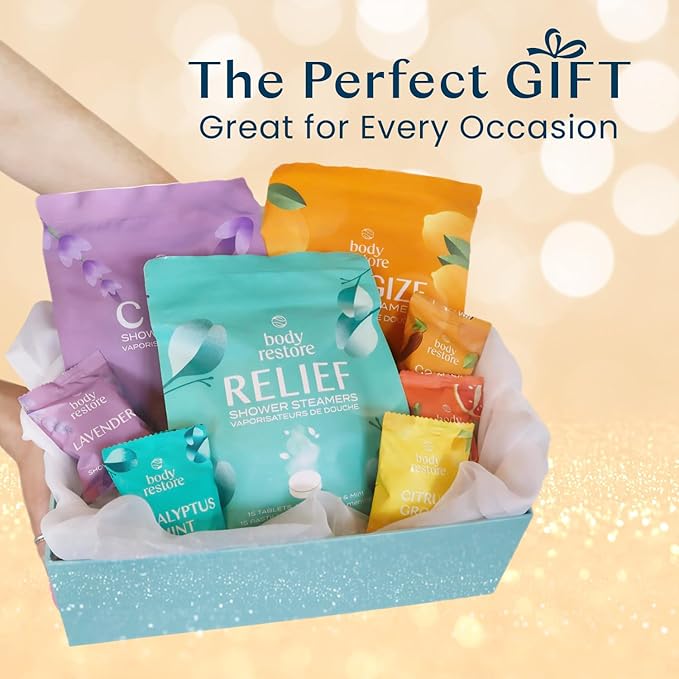 Body Restore Shower Steamers Aromatherapy (15 Packs x 2) - Gifts for Mom, Gifts for Women & Men, Shower Bath Bombs, Eucalyptus, Citrus Grove Essential Oils, Stress Relief